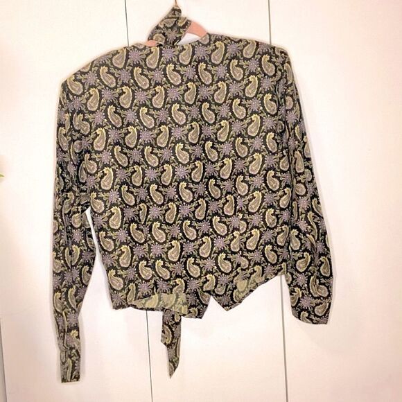 𝅺🌷 San Francisco🌷 100% Silk Paisley Blouse With Attached Scarf - Picture 6 of 6